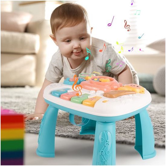 Edukační stoleček s piankem a zvuky 2v1 Opička