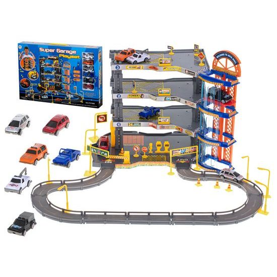 Parkovací garáž s výtahem + 6 autíček Super Garage