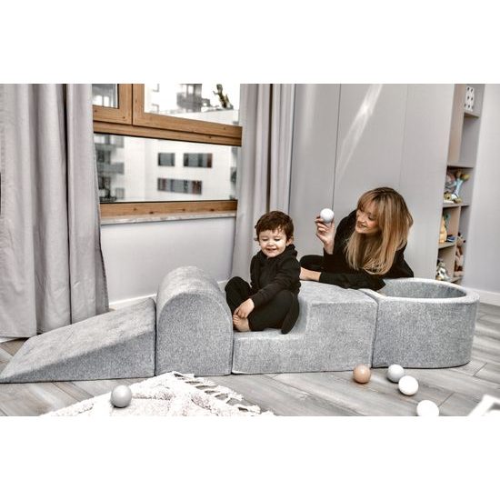Pěnová hrací sada a domácí hřiště bez suchého bazénku: modrošedá