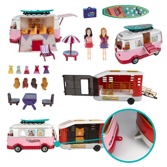 Autobus pro panenky s přívěsem a příslušenstvím Fashion Car