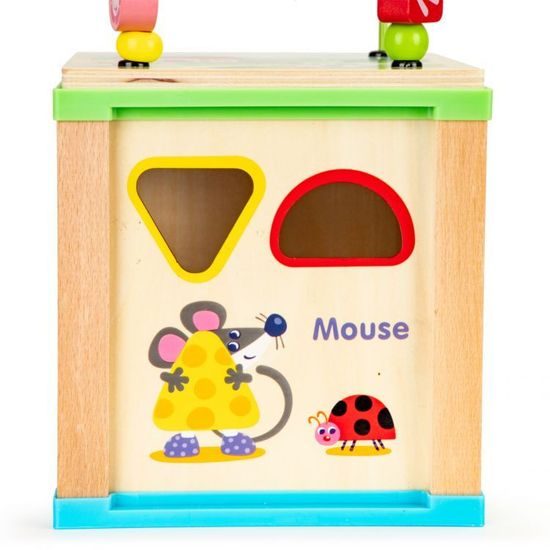 Ecotoys dřevěná edukační kostka s labyrintem Mouse Cube 5v1