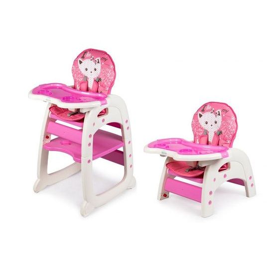 SMONTOVÁNO Ecotoys jídelní židlička 2v1 Kočička růžová