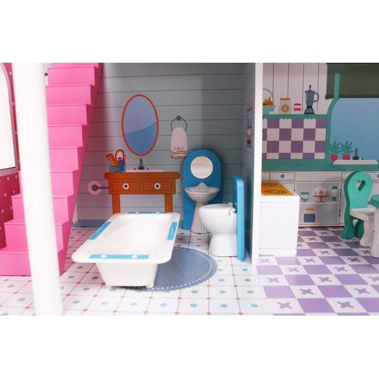 Velký dřevěný domeček pro panenky s nábytkem - 3 patra 124 cm!