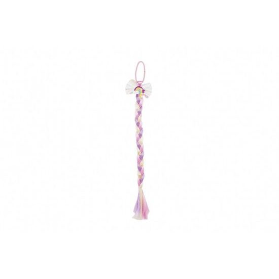 Gumička do vlasů s mašlí a s dlouhým barevným copem