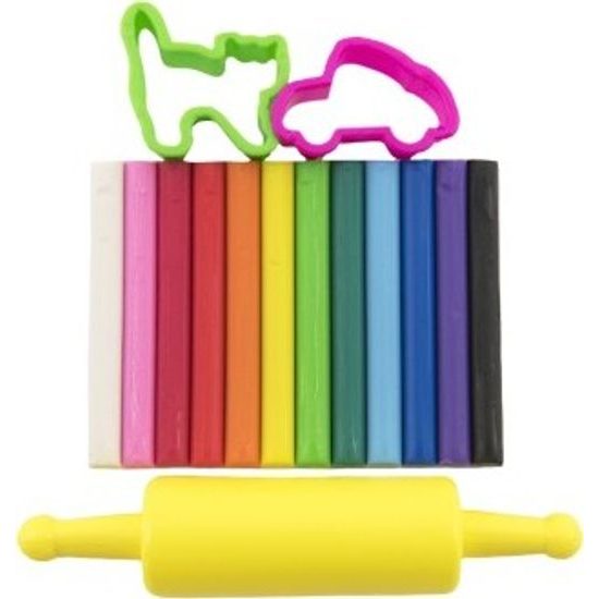 Modelína/Plastelína NARA 100g 12ks s vykrajovátky 2ks a válečkem