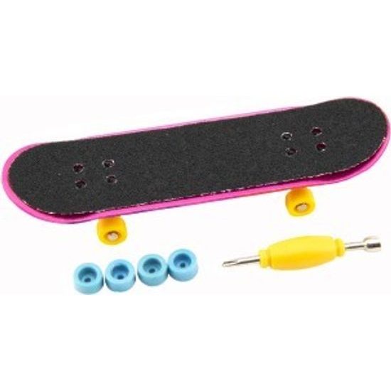 Skateboard prstový šroubovací s doplňky - mix 4 barvy