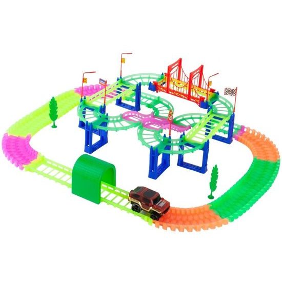 Svítící autodráha s autíčkem na baterie 123 dílků Luminous Rail