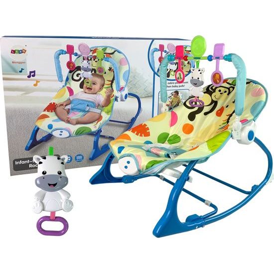 Dětské vibrační houpátko Seat 2v1 Zebra Blue