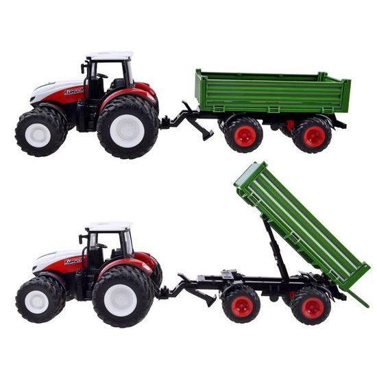 Traktor na dálkové ovládání se zelenou vlečkou Farm Machine 1:24