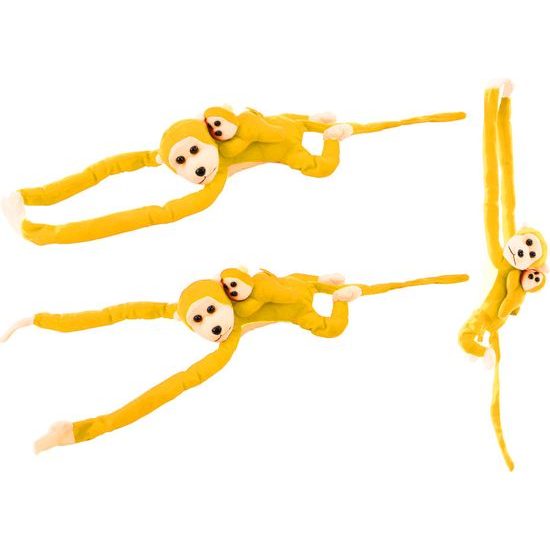 Plyšová opice s miminkem žlutá 70 cm