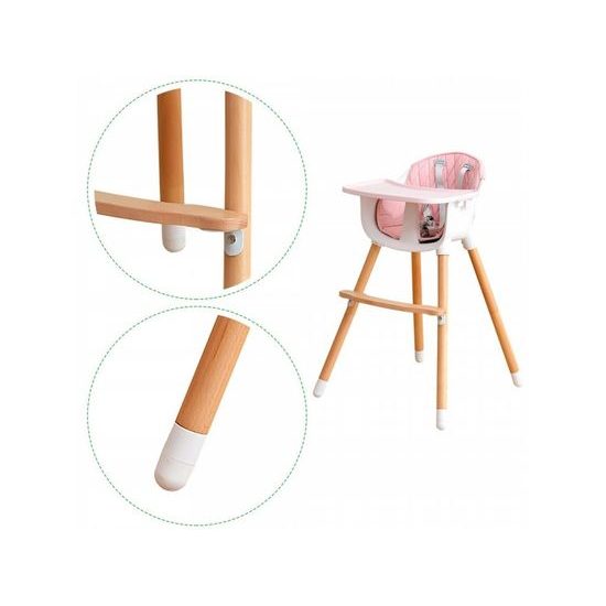 Ecotoys dřevěná jídelní židlička 2v1 růžová