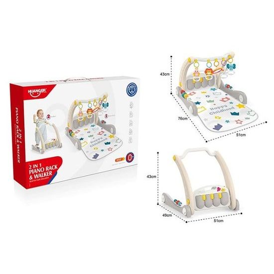 Haunger chodítko 2v1 s hrací dekou a piankem Happy Childhood