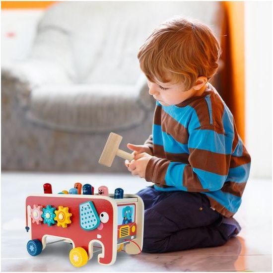 Doris dřevěná edukační kostka se zatloukačkou