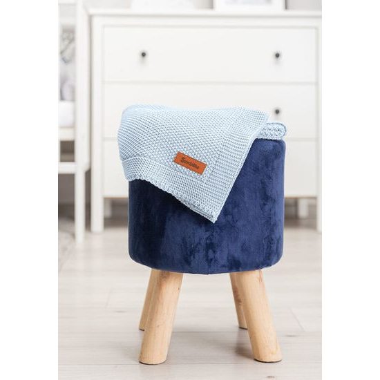 Sensillo dětská deka do kočárku pletená 100% bavlna modrá