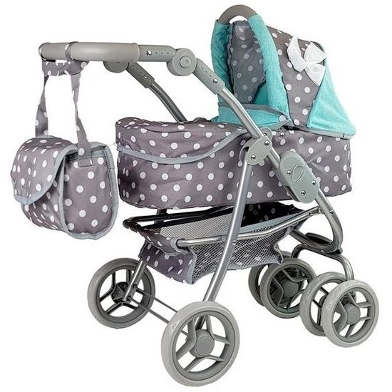 Alice kombinovaný kočárek pro panenky 3v1 - 9662M šedo-mentolový