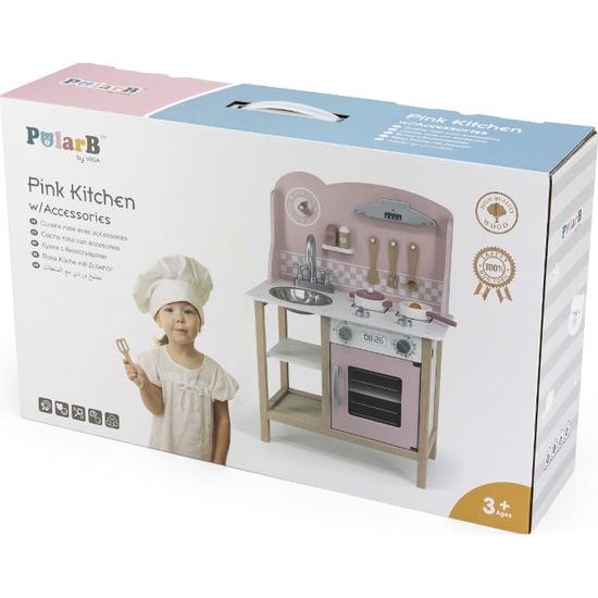 Kuchyně Viga 44046 PolarB se stříbrno-růžovými doplňky