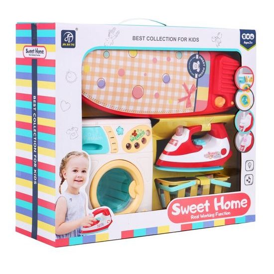 Majlo Toys dětské žehlící prkno s žehličkou a pračkou Sweet Home