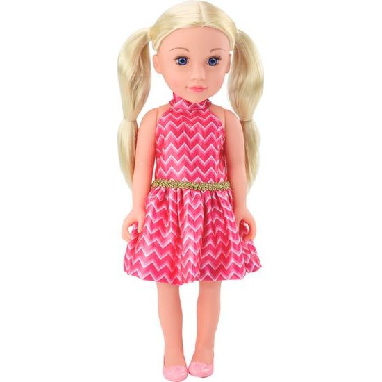 Panenka s růžovými šaty s blond vlasy 46 cm