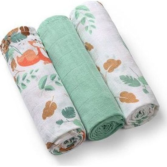 Mušelínové pleny, 3ks, Liška, zelené