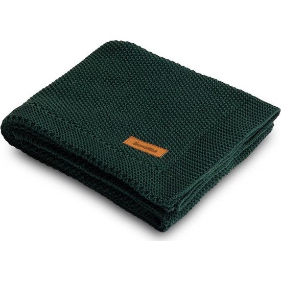 Dětská deka do kočárku pletená 100% bavlna tmavě zelená