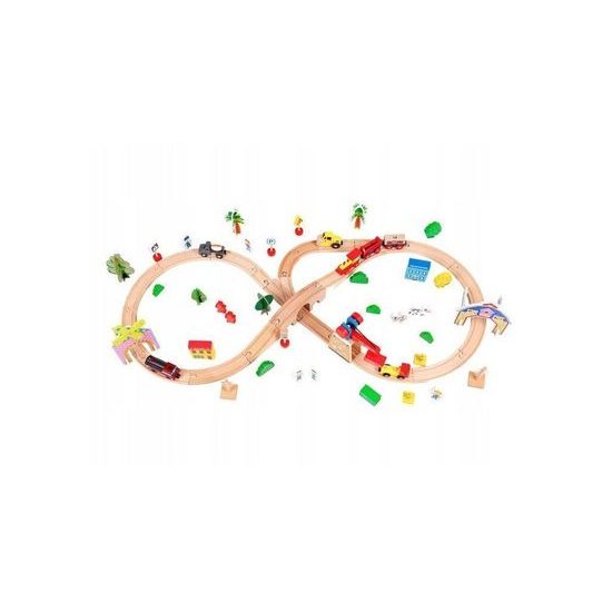 Ecotoys dřevěná vláčkodráha na baterie 78 dílků