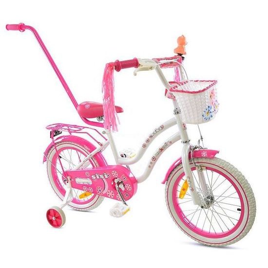 Mexller dětské kolo SISI 16" s vodící tyčí bílorůžové