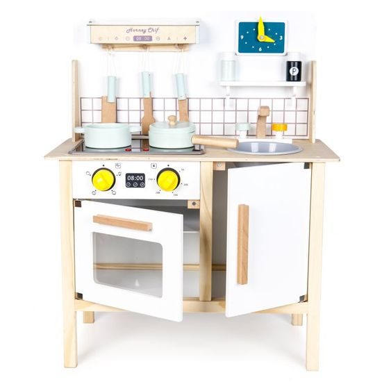 Ecotoys dětská dřevěná kuchyňka se zvuky a LED efekty Horney Chef