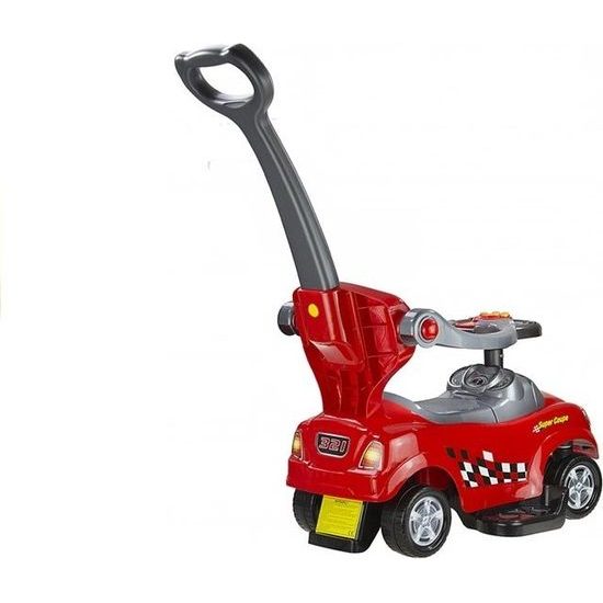 Dětské odrážedlo s vodící rukojetí- červené autíčko