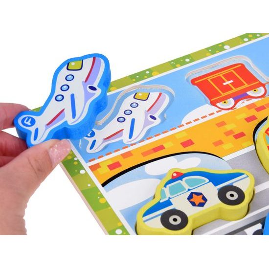 Dřevěné puzzle dopravní vozidla 9 dílné
