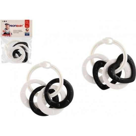 Kroužky se 4 tvary - černobílé 2 druhy v sáčku 0m+