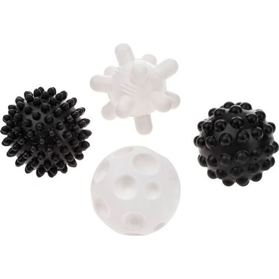 Sada senzorických hraček Akuku balónky 4ks 6 cm černobílé