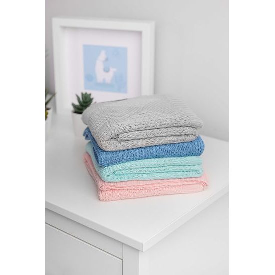 Sensillo Dětská pletená bambusová deka do kočárku 100x80 cm šedá