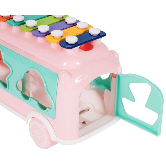 Interaktivní hrající autíčko s cimbálkami Happy Bus růžové