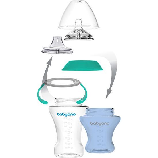 Drippy cup-měkký náustek 180ml, přírodní kojící modrý