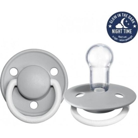 BIBS DE LUX - Silikonový dudlík, 0 - 36 m, 1ks, na noc, šedý