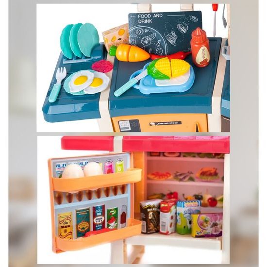 Veľká detská kuchynka s tečúcou vodou, zvukmi a svetlami Simulation Kitchen - modrá