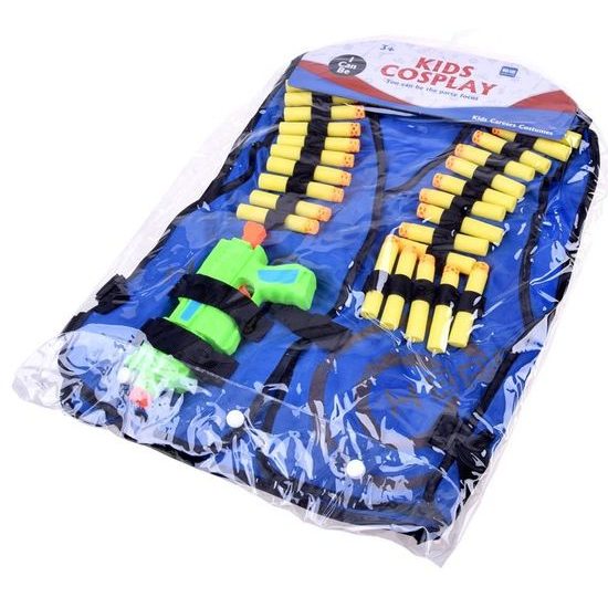 Nerf bojová vesta s pistolí a náboji - modrá