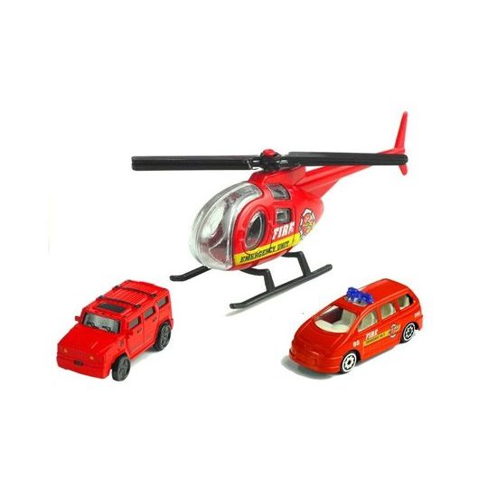 Požární centrum s dráhou, autíčky a helikoptérou