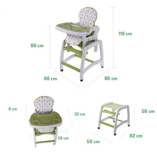 Ecotoys jídelní židlička 3v1 zelená