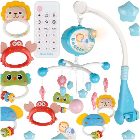 Kolotoč nad postýlku s projektorem a dálkovým ovládáním Music Mobile modrý