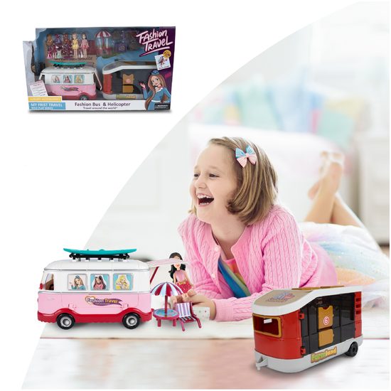 Autobus pro panenky s přívěsem a příslušenstvím Fashion Car