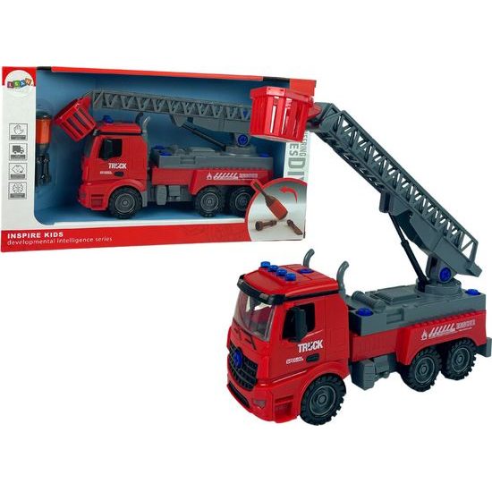 Dětské hasičské auto se šroubovákem červené