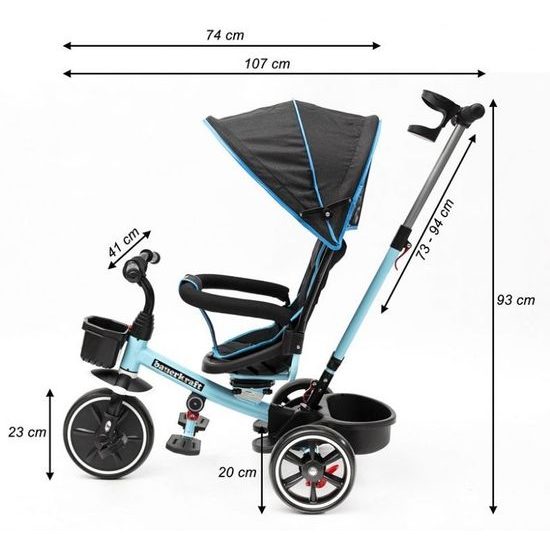 Ecotoys dětská tříkolka s otočným sedadlem X360 světle modrá