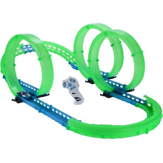 Svítící autodráha s autíčkem na baterie a dálkovým ovladačem Rapid World