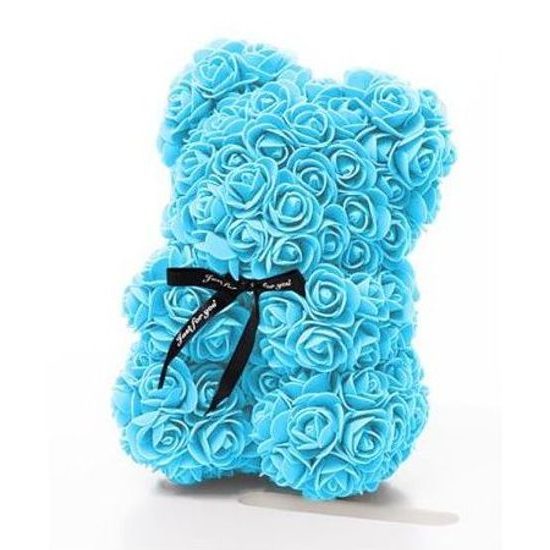 Medvídek z růží modrý Rose Bear 25 cm