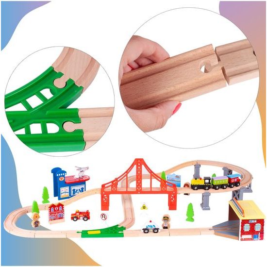 Dřevěná vláčkodráha Wooden Train 70 dílků