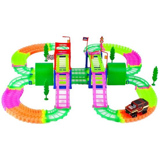 Svítící autodráha s autíčkem na baterie 135 dílků Luminous Rail