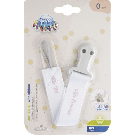 Canpol Babies Řetízek na dudlík Canpol Babies - Little princess -bílý / růžový