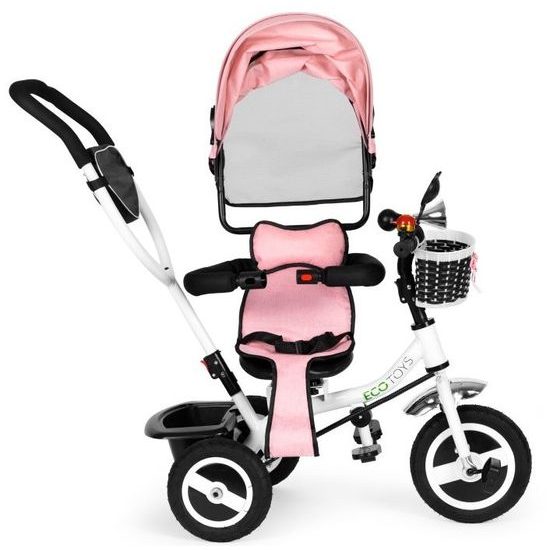 Ecotoys dětská tříkolka s otočným sedadlem růžová - gumová kola