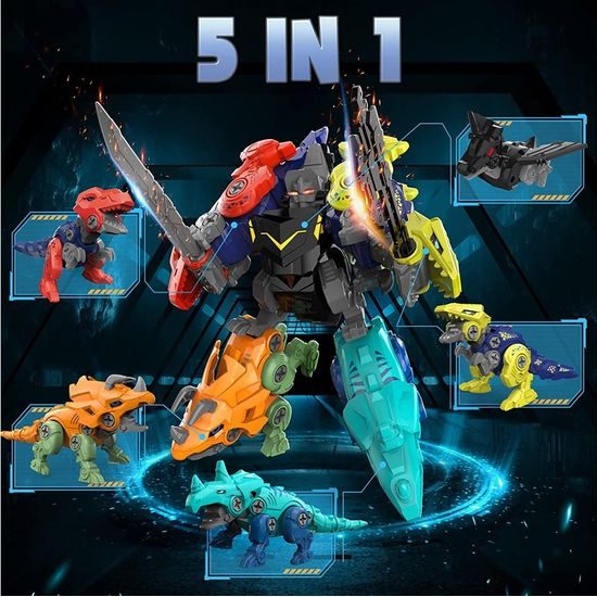 Sestava šroubovacích dinosaurů 5v1 Dino Squad